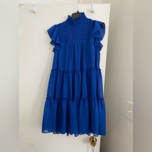 Madison Tara - flowy blue high neck babydoll dress in size 8